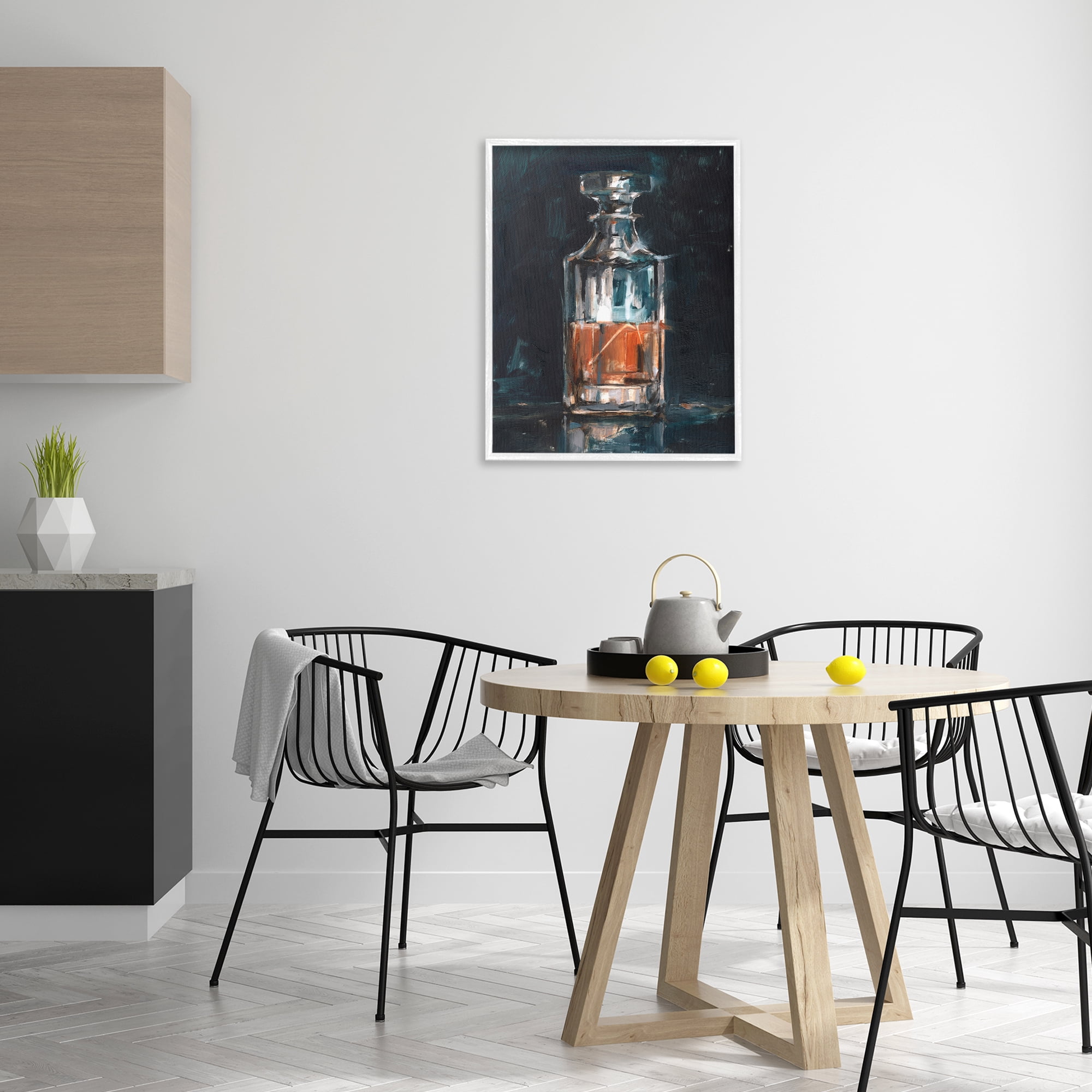 Stupell Industries Bar Whiskey Decanter Food & Beverage Painting White Framed Art Print Wall Art, 24 x 30