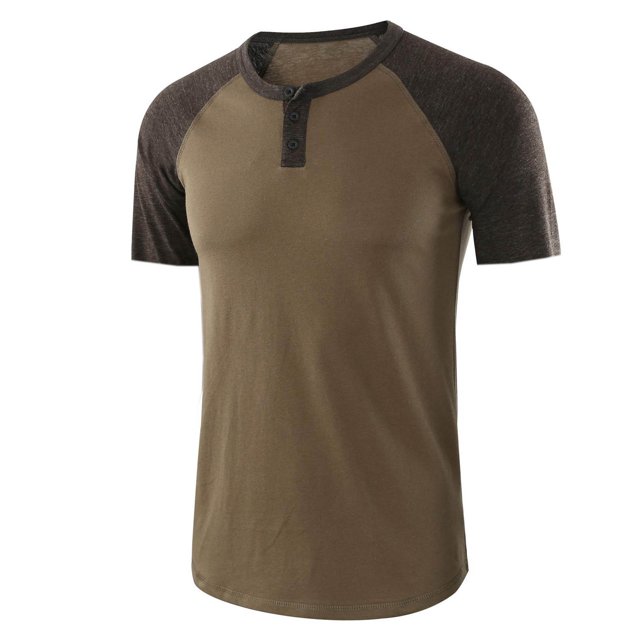 Aqestyerly Men Spring Summer Casual Slim Patchwork Short Sleeve T Shirt Tops Blouse