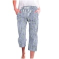 thumbnail image 2 of ZHUGeLI Pants for Women Cute Floral Print Capri Pants Women Summer Casual Cropped Pants Elastic Drawstring Waist Vacation Beach Pants Pocket Ankle Capris Trousers Elastic Waist, 2 of 5
