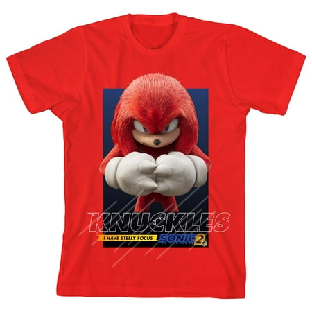 Knuckles 3D Character Sonic the Hedgehog Movie 2 Youth Boys Red T-Shirt-Small