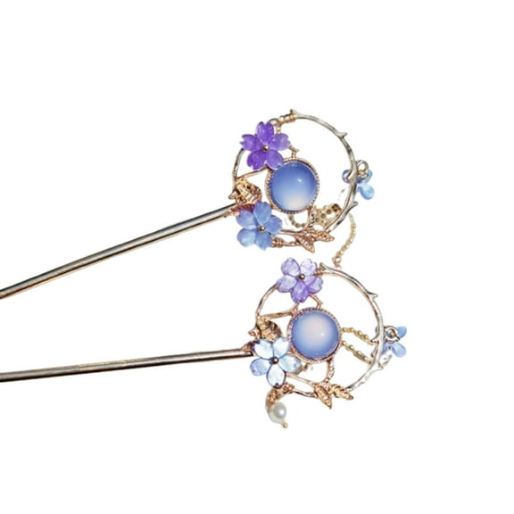 DESIGNICE 2Pcs Hair Accessories for Women Chinese Style Tassel Hairpin Traditional Hair Jewelry Elegant Flowing Tassels Hair Sticks 6x3in,Blue