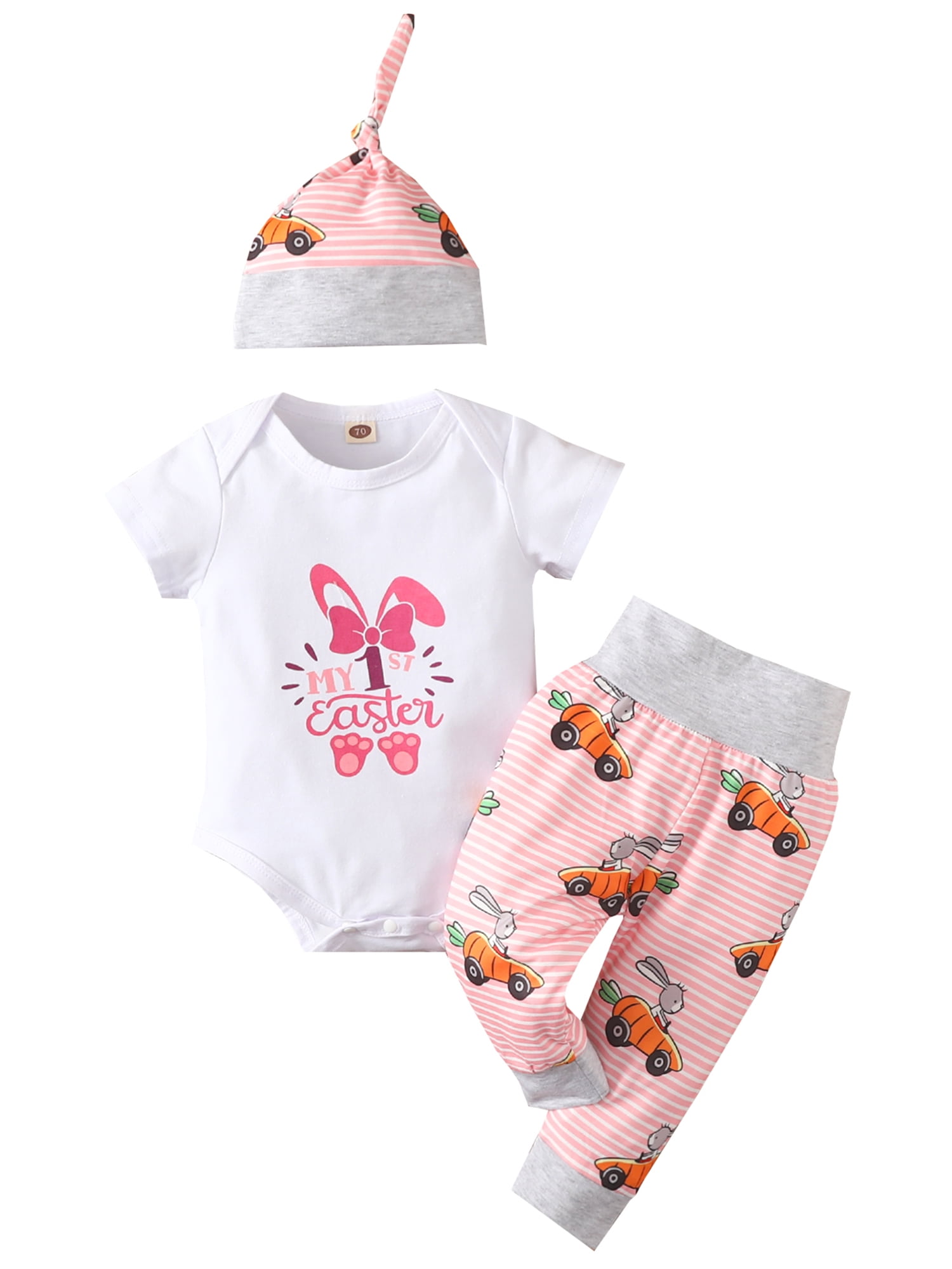 Toddler Infant Kids Baby Girl Cartoon Rabbit Tops Print Romper+Pants Clothes Set 