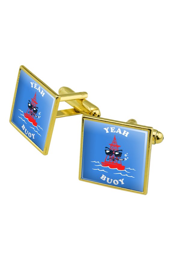 Yeah Buoy Boy Funny Humor Square Cufflink Set - Silver or Gold