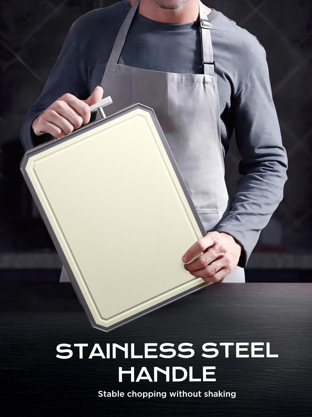 Stainless Steel Cutting Board,Double Sided Steel Cutting Board for kitchen,Stainless Steel/Wheat straw pp Large Cutting Board for meat,Dishwasher Safe,non toxic Chopping Board,16 * 11 Inch