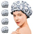 thumbnail image 7 of Shower Caps,Blue Baseball Bats and Balls Pattern Waterproof Shower Cap for Women 4 Pieces,Double Reusable Hair Cover for Shower PEVA Elastic Stretch Hem, 7 of 7