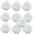 thumbnail image 2 of 10 piezas Vintage peonía artificial flores cabeza de tela perfecl Blanco, 2 of 8