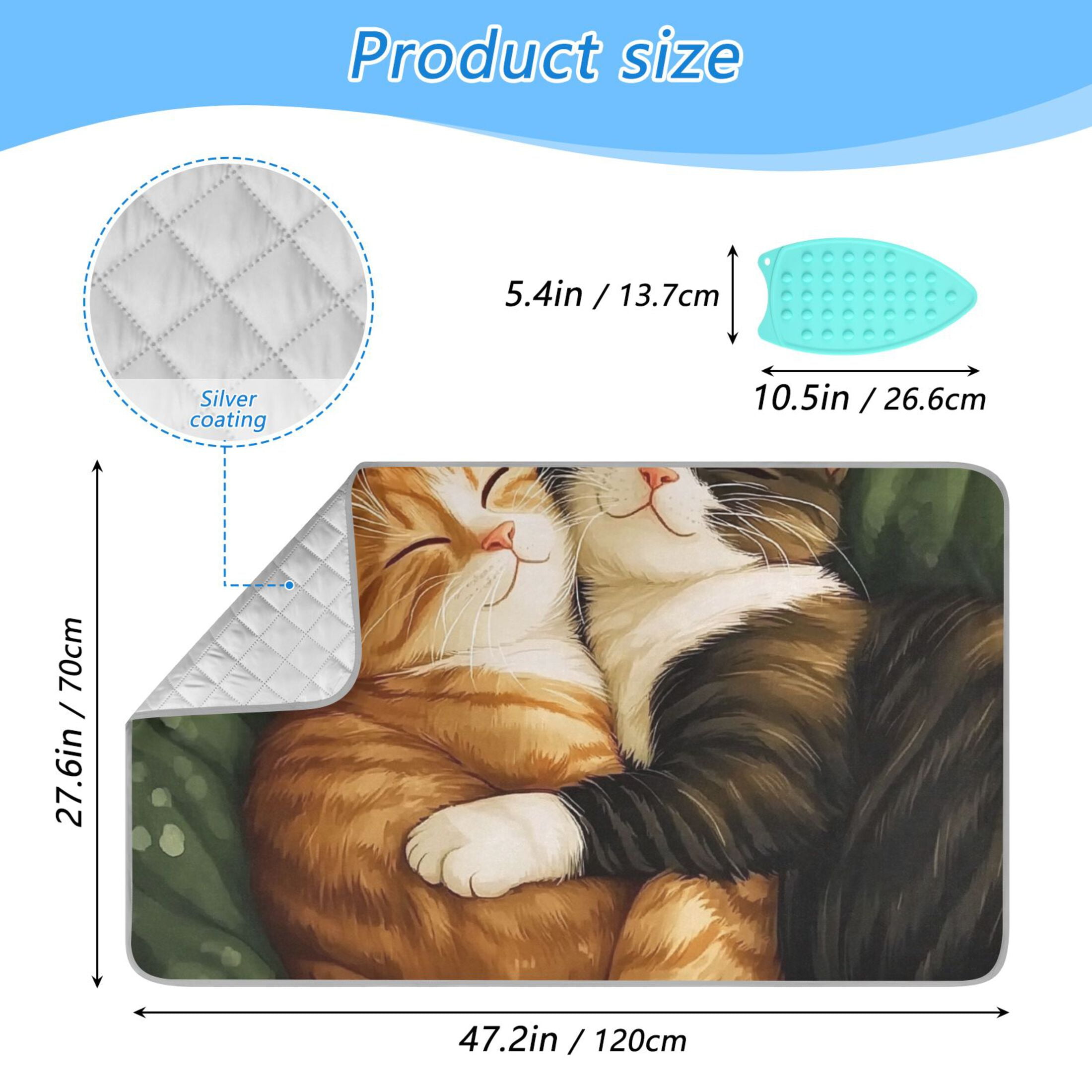 Adorable Cuddling Cats Ironing Mat Blanket for Table Top Travel Portable Ironing Board Pad 47.2x27.6 Inch