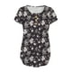 thumbnail image 5 of ICHUANYI Clearance Women Fashion V- Neck Floral Printed Tunic Tops Buttons Short Sleeve T-shirt(Black, XXL) ICHUANYI WER2023081010171, 5 of 7