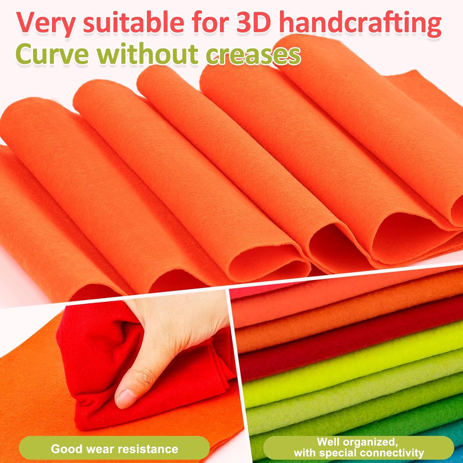 12 Rolls 8"x35"(20.5x90cm) 1.4mm Thick Soft Felt Fabric Sheet 12 Assorted Neon Series Colors Felt Pack for DIY Craft Sewing Squares Nonwoven Patchwork