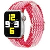 Braided Solo Loop for Apple Watch Band 44mm 40mm 45mm 41mm 38mm 42mm， Adjustable Elastic Nylon Bands for iWatch Series 3 4 5 se 6 7 strap - Strawberry red