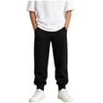 thumbnail image 3 of Eltusu Boys Cotton Sweatpants, Casual Solid Color Comfort Elastic Waistband Kids Joggers Black Size 9-10 T, 3 of 6