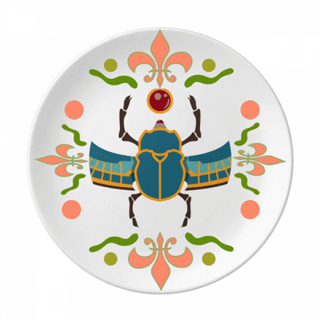 

Egypt Red Yellow Blue Beetle Atonism Flower Ceramics Plate Tableware Dinner Dish