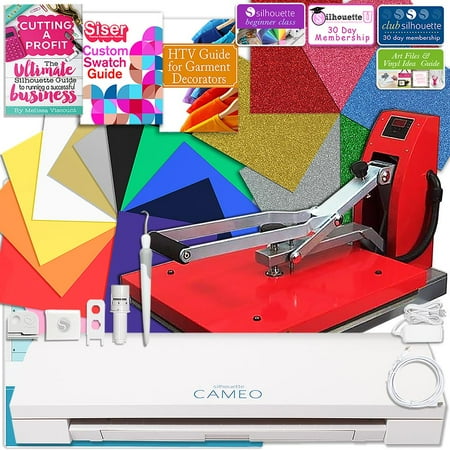 Hematite Cameo - Silhouette Cameo 3 Bluetooth Heat Press T-Shirt Business Bundle with Heat Press, Guides and More