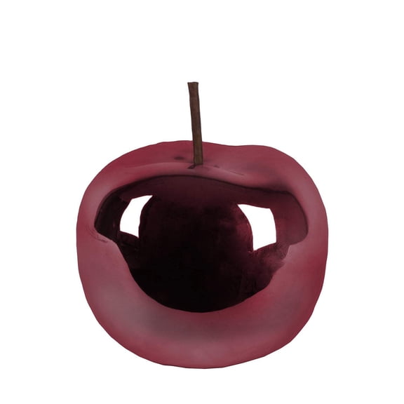 Shandy Polished Apple Decor – Modern Ceramic Apple Sculpture, Glossy Finish Tabletop Accent, Decorative Fruit Figurine for Home, Living Room, Office Décor (Large, Purple)