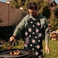 thumbnail image 4 of Pioneer Flower Floral Print Pattern Cotton Linen Apron with Pockets, Waterproof Adjustable, 33x27 Inch for Kitchen, Gardening, BBQ, Salon, 4 of 6