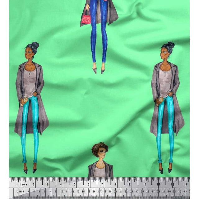 Soimoi Tissu Crêpe polyester Imprimé Groupe pour Femmes au Mètre 52 Pouces de Large