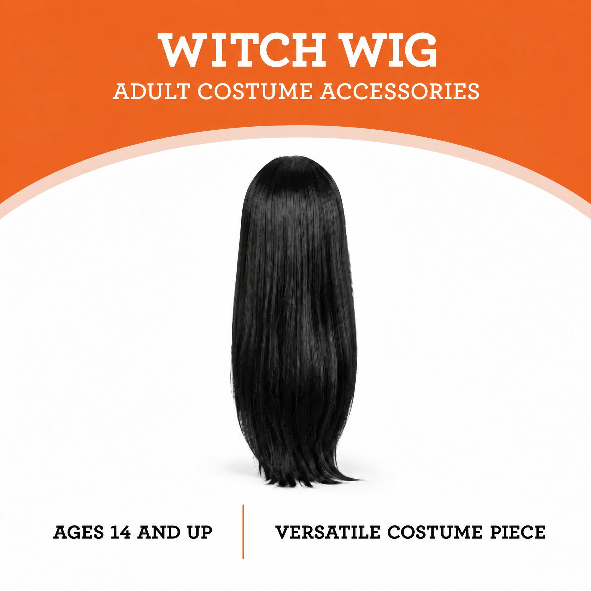 Witch Wig Costume Accessory for Adults, Black, 24", Halloween by Way To Celebrate