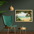 thumbnail image 2 of Ocean Wall Art with Frame, Palm Coconut Trees and Ocean Waves Mountains on Paradise Island Beach Image, Printed Fabric Poster for Bathroom Living Room, 35" x 23", Green Brown Cream, by Ambesonne, 2 of 2