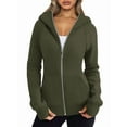 thumbnail image 1 of Sudaderas con Capucha y Cremallera para Mujer, Chaquetas de Forro , Sudaderas de Gran Tamaño, Conjuntos de Moda de Otoño, Suéteres, Ropa de Invierno. Verde M, 1 of 9