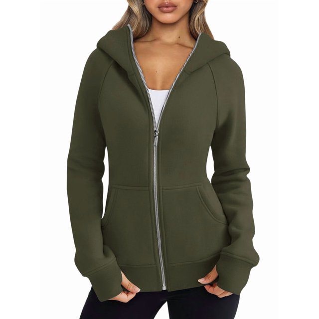 Sudaderas con Capucha y Cremallera para Mujer, Chaquetas de Forro , Sudaderas de Gran Tamaño, Conjuntos de Moda de Otoño, Suéteres, Ropa de Invierno. Verde M
