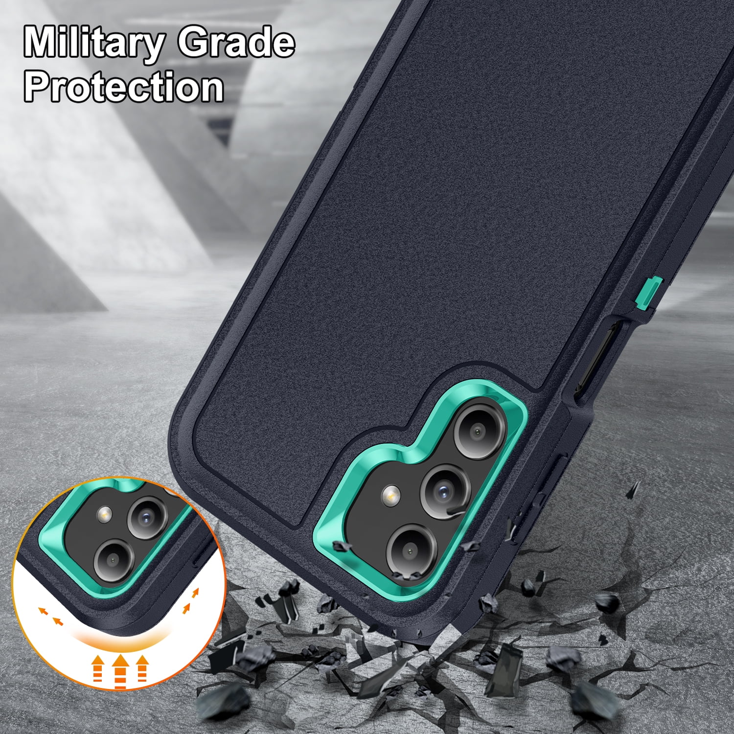 Rugged Case for Samsung Galaxy A16 5G, Heavy Duty Triple-Layers Military Grade Shockproof Cover, Scratch Resistant Non-Slip Camera Lens Protection Hybrid Case for Samsung Galaxy A16 5G, Green