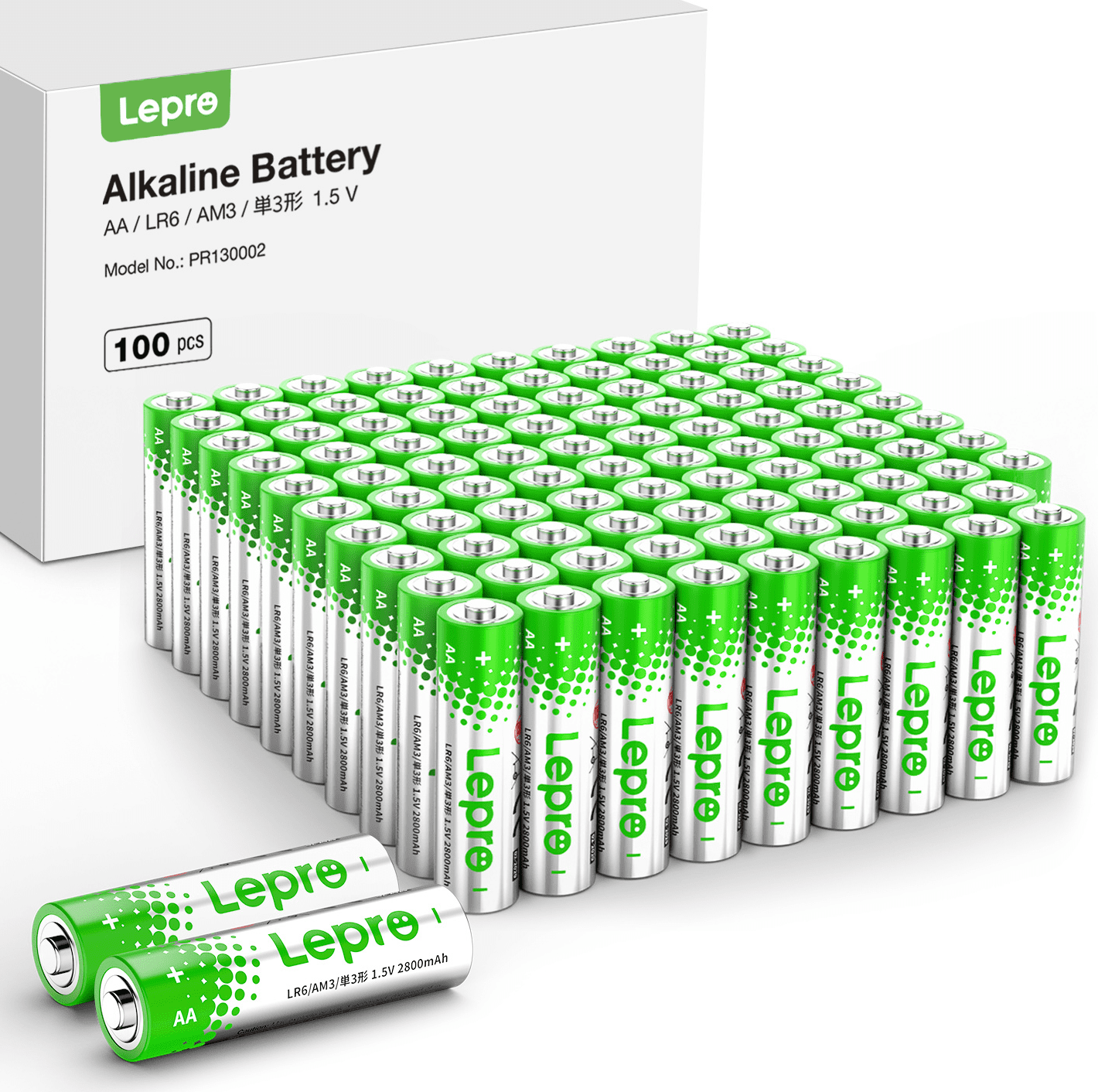 Lepro AA Batteries 100-Pack Value Pack, Double A Alkaline Batteries, Anti-Leak, Anti-Corrosion, Ideal for Household and Business , Non-Rechargeable