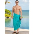 thumbnail image 3 of HAPPY BAY Men's Bath Trunk Holiday Sarong Pareo Beach Wrap One Size Shamrock Green, Solid Summer Vacation Party, 3 of 5