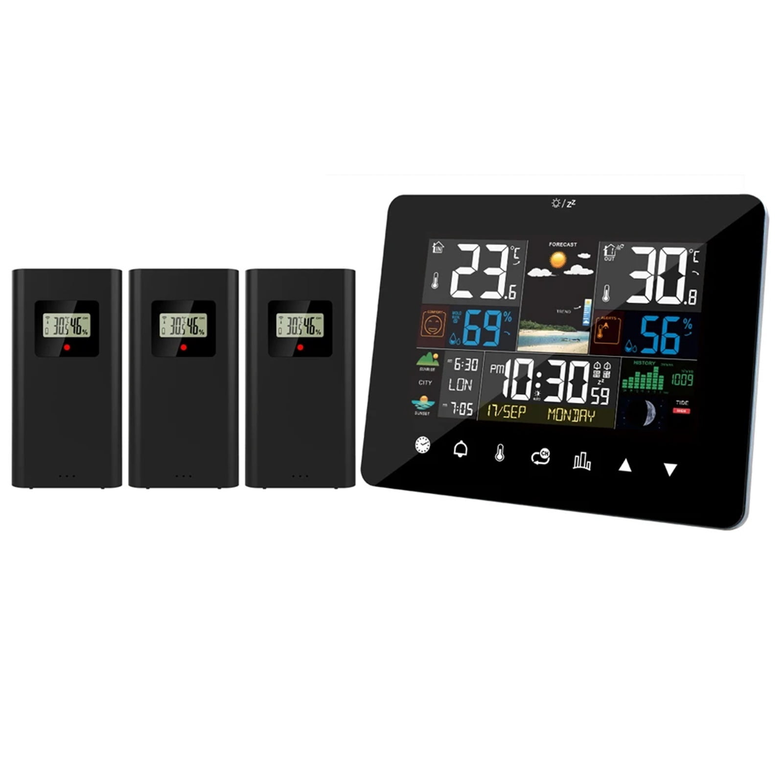 Weather Station Wireless Digital Indoor/Outdoor Forecast with Touch Screen Table Desk Clock Temperature Humidity Meter ,Excellent Visual Experience