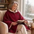 thumbnail image 5 of QISIWOLE Red Heated Hooded Shawl Wrap For Women, 3 Heat Settings Fast Heating, 4.8 ft x 31.5 in Cotton Blend Heated Blanket, For Home Office Travel Winter Warmth, 5 of 6