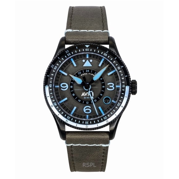 AVI-8 Reloj Automático para Hombre Flyboy Airmaster GMT con Correa de Piel y Esfera Gris (AV-4128-05)
