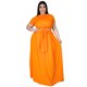 thumbnail image 1 of Traje de dos piezas con falda ancha y tirantes cruzados de color liso para mujer de talla grande a la moda, 1 of 5