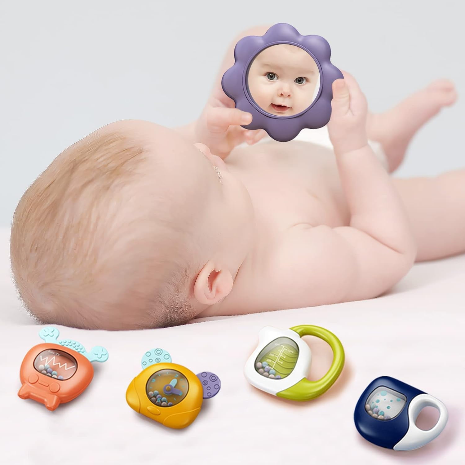 Baby Play Mat Baby Gym,Funny Play Piano Tummy Time Baby Activity Mat with 5 Infant Sensory Baby Toys & 4 Wrist Rattle Socks, Boy & Girl Gifts for Newborn Baby 0 to 3 6 9 12 Months(Pink)