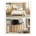 thumbnail image 6 of 27.6” Tall Fluted Nightstand, 31.5” Wide Oversized Night Stands, Extra Large Wood Bedside Side Table, 3 Drawers Storage, -Century Modern End Table for Bedroom Sofa Living Room, Thickened Top, Oak, 6 of 9