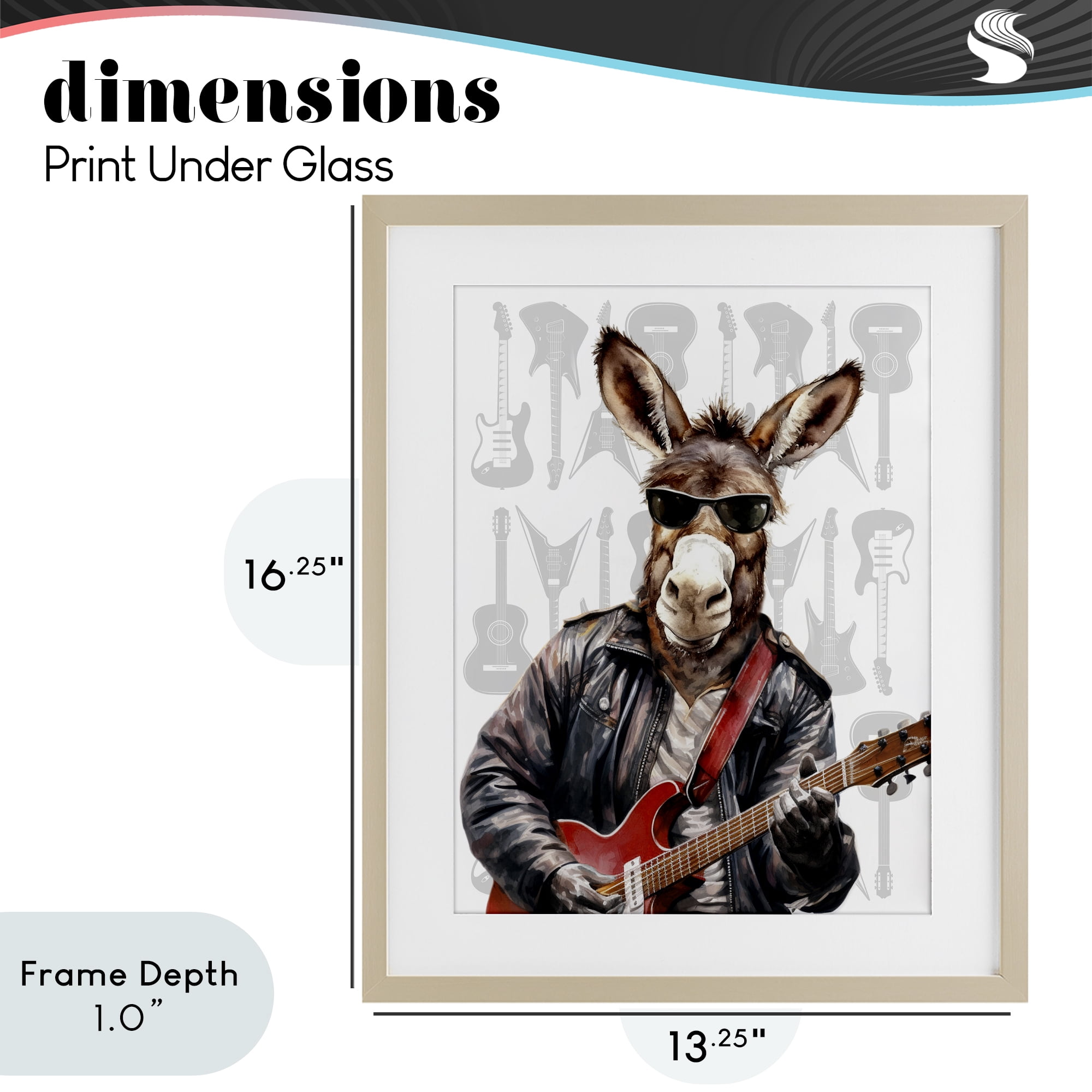 Stupell Industries Performing Musician Donkey Birch Framed Print Under Glass, design by CAD Designs
