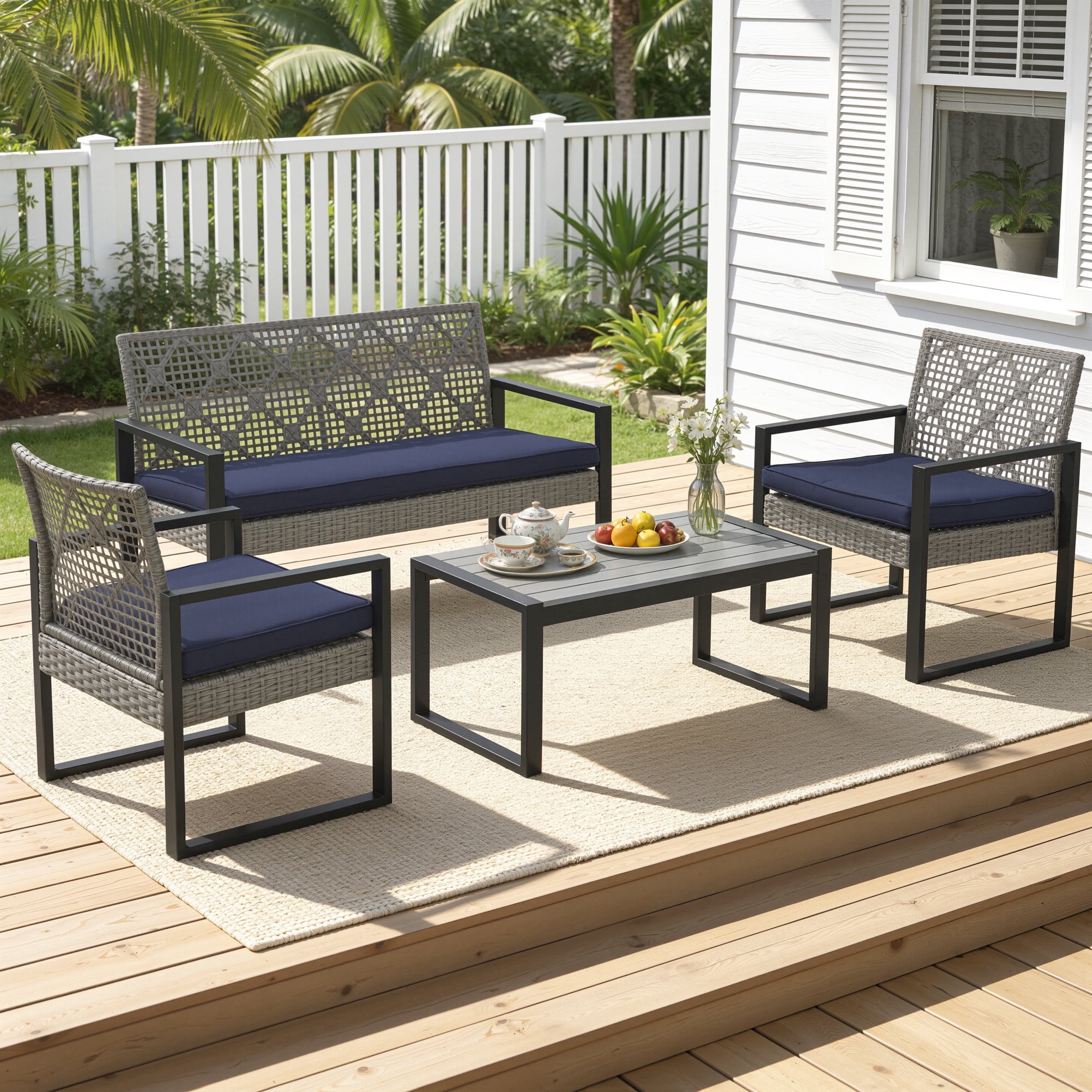 4 Pieces Outdoor Wicker Conversation Set Al… product image
