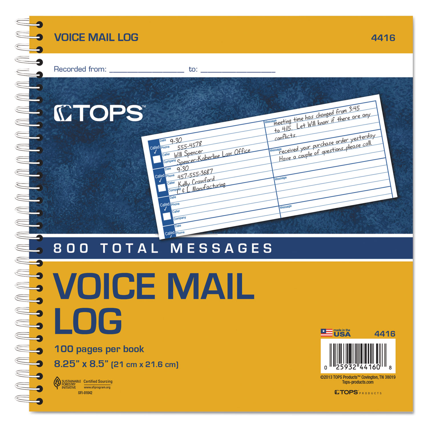 TOPS Products Voice Message Log Books, 8 1/2" x 8 1/4", 800-Message Book - image 2 of 3