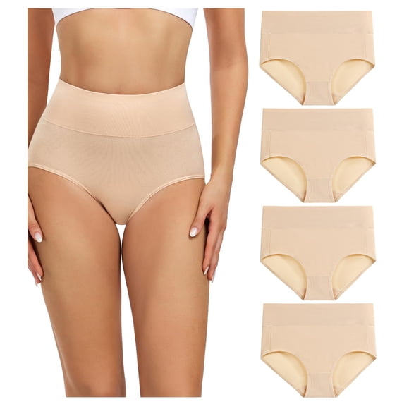 Ropa interior posparto Wirarpa para mujer, algodón, color beige, paquete de 4