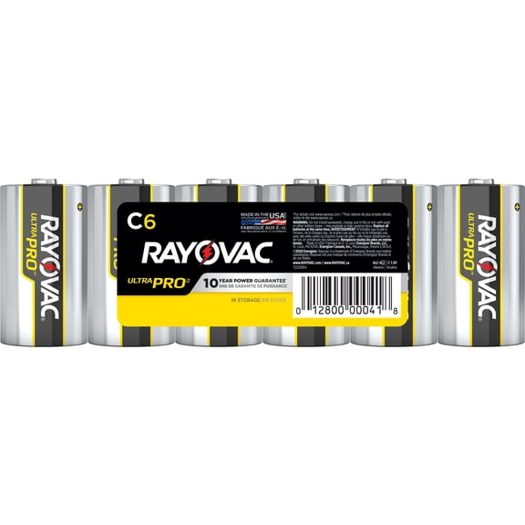 Rayovac Ultra Pro Alkaline C Batteries, 6 Pack