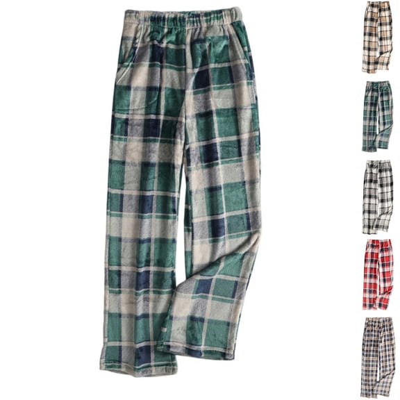 HAJWOH Women's Pajama Pants Plaid Soft Elastic Waist Lounge Bottoms with Pockets