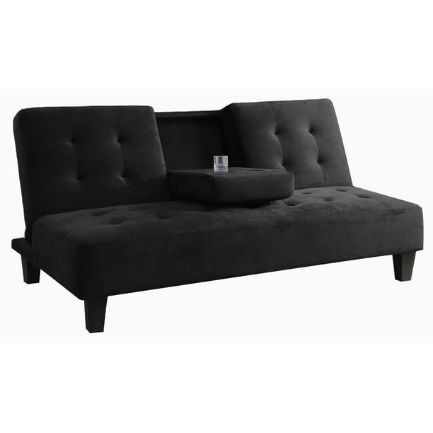 Madrid Futon Sofa Bed With Cup Holder In Black Walmart Com Walmart Com