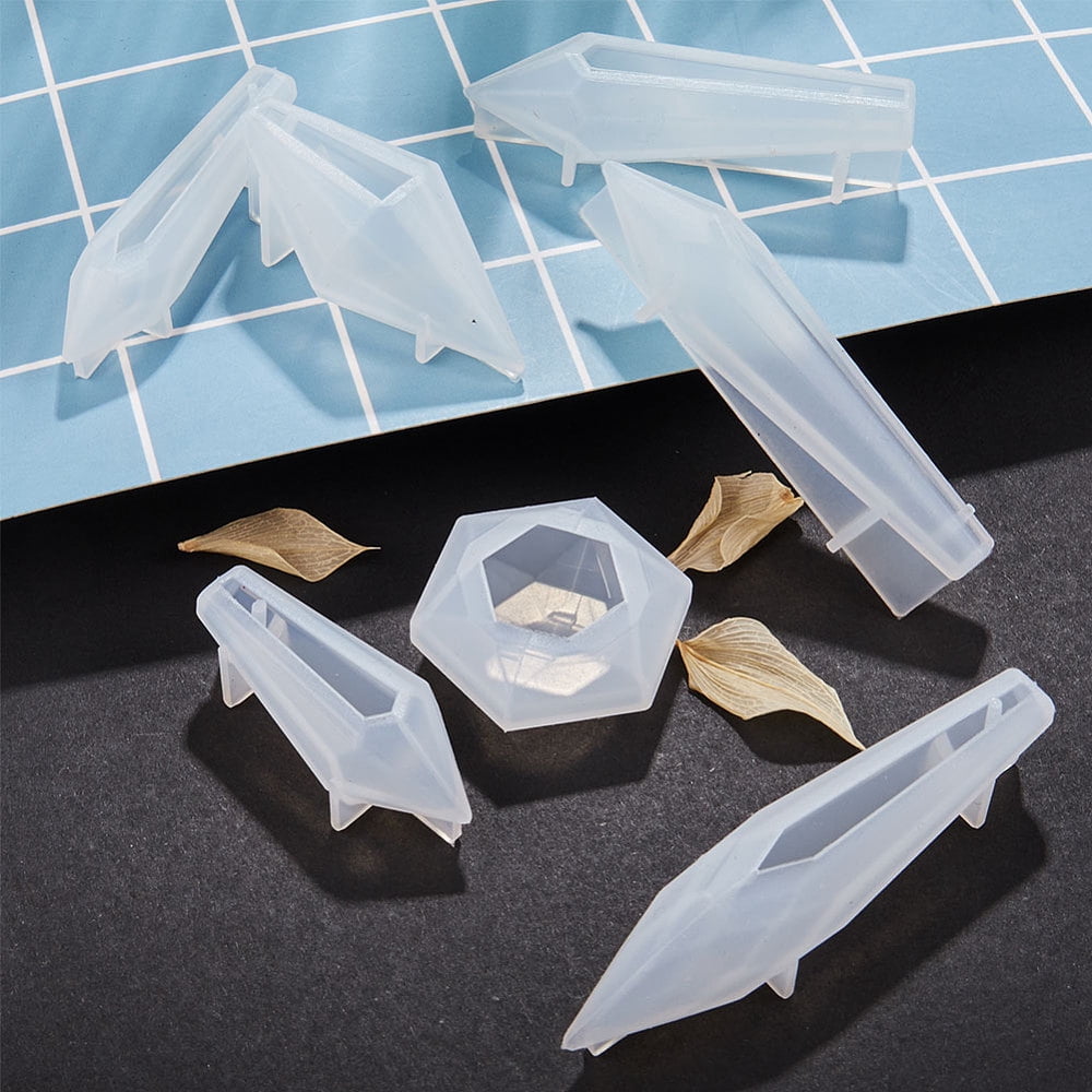 1Set Pendulum Crystal Point Resin Silicone Molds Resin Jewelry Casting Pendulum Molds with Metal Bead Caps Screw Eye Pin Jump Ring Cable Chain Pipette for Resin Jewelry Pendant