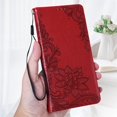 thumbnail image 7 of Allytech Galaxy A13 5G Phone Case, Embossed Flower Premium PU Leather Drop Protection Folio Flip Stand Wrist Land Magnetic Wallet Cover Case for Samsung Galaxy A13 5G 6.5", Red, 7 of 7