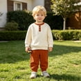 thumbnail image 4 of GPOECD Boys Outfits Versatile Two Piece Autumn Winter Sweatshirt and Track Pants with Cozy Long Sleeve Top Boys' Clothing Sets,Brown,2-3 Years, 4 of 8