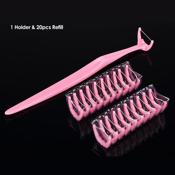 1 Holder & 20Pcs Dental Floss Picks Inter-dental Brush Teeth Stick Toothpick Flosser for Oral Deep Clean