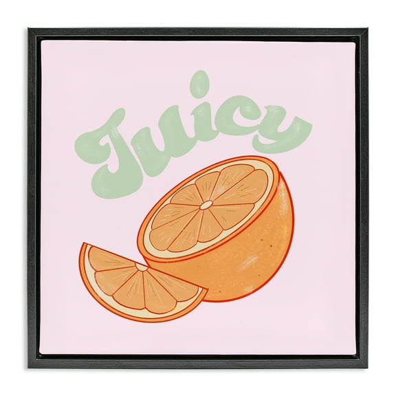 Stupell Industries Juicy Citrus Slice Food & Beverage Painting Black Floater Framed Canvas Art Print Wall Art, 18 x 18