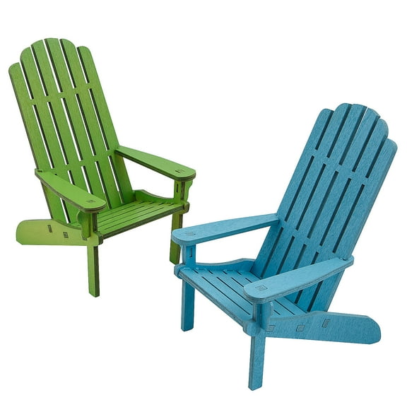 Fun Express 4" x 5" Mini Blue and Green Wooden Adirondak Chairs - 12 Pieces