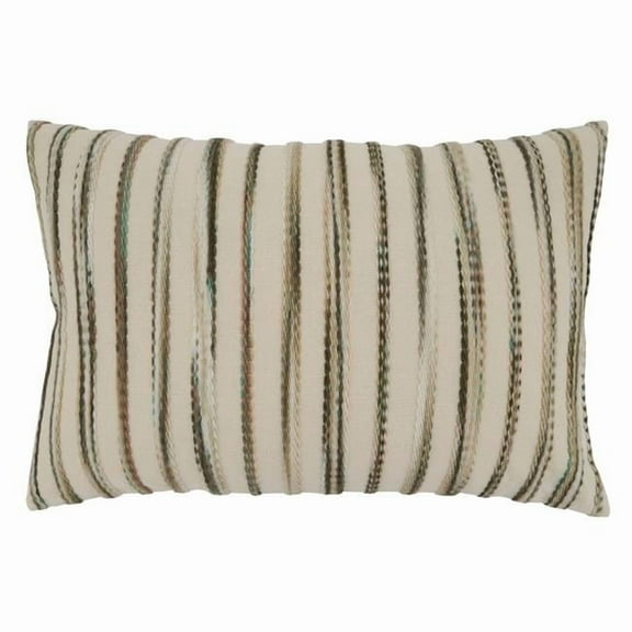 SARO  16 x 24 in. Oblong Multicolor Stripe Weave Design Throw Pillow with Down Filling