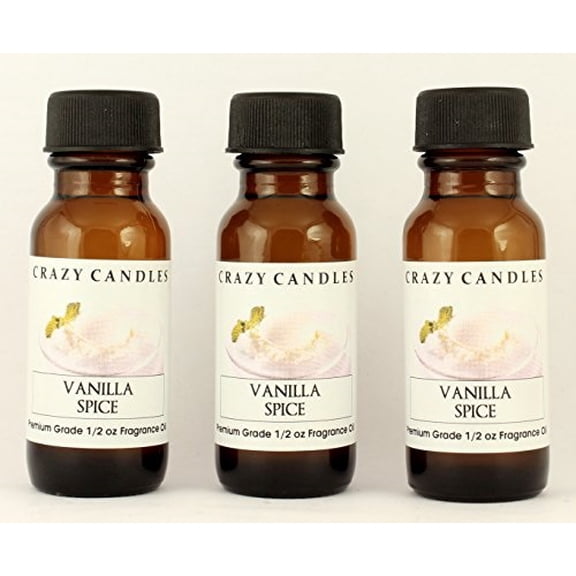 Vanilla Spice 3 Bottles 1/2 FL Oz Each 15ml Premium Grade Scented Fragrance Oil by Crazy Candles