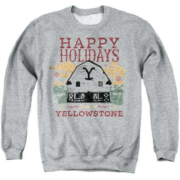 Yellowstone Christmas, Happy Holidays - Light Unisex Adult Crewneck Sweatshirt, Athletic Heather, 4X-Large