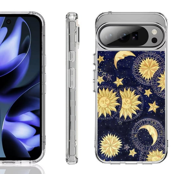 For Google Pixel 10 / 10 Pro Shockproof Phone Case, by OneToughShield - Moon Sun Star